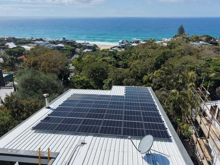 Jinko Solar panel installation overlooking the ocean at Sunshine Beach Queensland